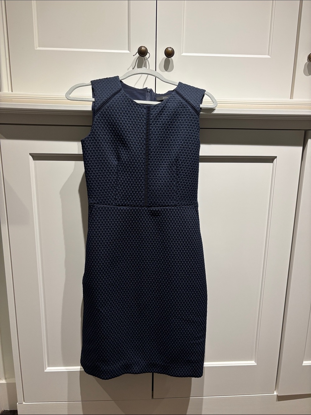 J. Crew Navy Textured Sleeveless Sheath Dress
